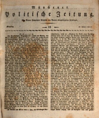 Münchener politische Zeitung (Süddeutsche Presse) Montag 16. Januar 1815