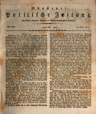 Münchener politische Zeitung (Süddeutsche Presse) Dienstag 17. Januar 1815