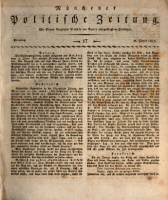 Münchener politische Zeitung (Süddeutsche Presse) Freitag 20. Januar 1815