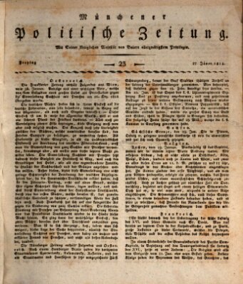 Münchener politische Zeitung (Süddeutsche Presse) Freitag 27. Januar 1815