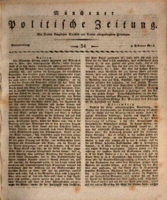 Münchener politische Zeitung (Süddeutsche Presse) Donnerstag 9. Februar 1815