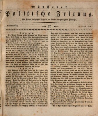 Münchener politische Zeitung (Süddeutsche Presse) Donnerstag 13. April 1815