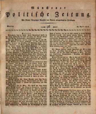 Münchener politische Zeitung (Süddeutsche Presse) Montag 24. April 1815