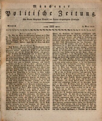 Münchener politische Zeitung (Süddeutsche Presse) Mittwoch 10. Mai 1815