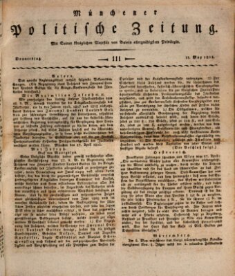 Münchener politische Zeitung (Süddeutsche Presse) Donnerstag 11. Mai 1815