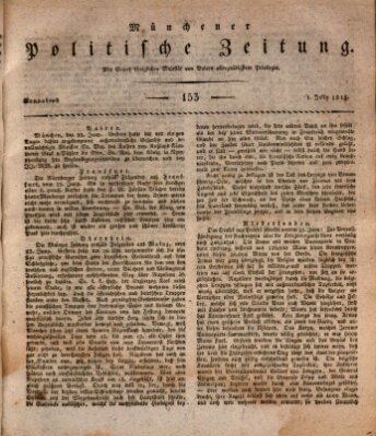 Münchener politische Zeitung (Süddeutsche Presse) Samstag 1. Juli 1815