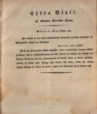 Münchener politische Zeitung (Süddeutsche Presse) Montag 10. Juli 1815