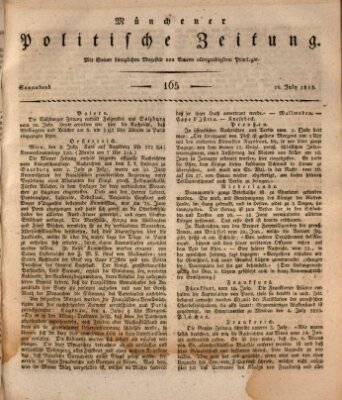 Münchener politische Zeitung (Süddeutsche Presse) Samstag 15. Juli 1815