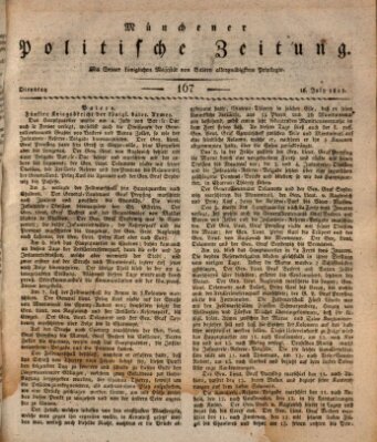 Münchener politische Zeitung (Süddeutsche Presse) Dienstag 18. Juli 1815