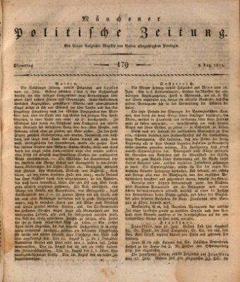 Münchener politische Zeitung (Süddeutsche Presse) Dienstag 1. August 1815