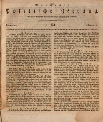 Münchener politische Zeitung (Süddeutsche Presse) Donnerstag 3. August 1815