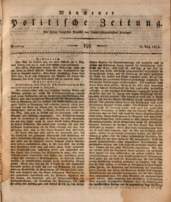 Münchener politische Zeitung (Süddeutsche Presse) Dienstag 15. August 1815