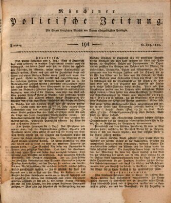 Münchener politische Zeitung (Süddeutsche Presse) Freitag 18. August 1815