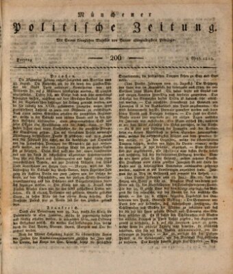 Münchener politische Zeitung (Süddeutsche Presse) Freitag 1. September 1815