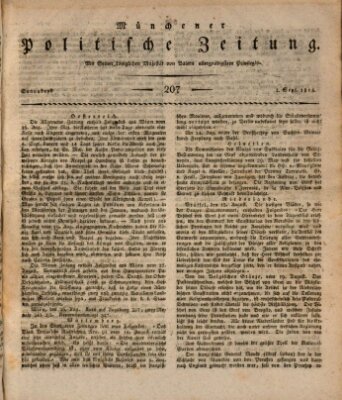 Münchener politische Zeitung (Süddeutsche Presse) Samstag 2. September 1815