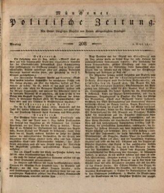 Münchener politische Zeitung (Süddeutsche Presse) Montag 4. September 1815