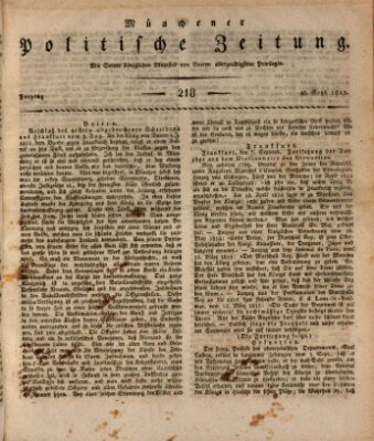 Münchener politische Zeitung (Süddeutsche Presse) Freitag 15. September 1815