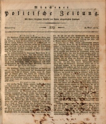 Münchener politische Zeitung (Süddeutsche Presse) Donnerstag 28. September 1815