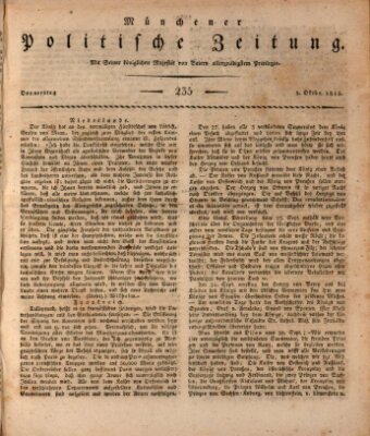 Münchener politische Zeitung (Süddeutsche Presse) Donnerstag 5. Oktober 1815