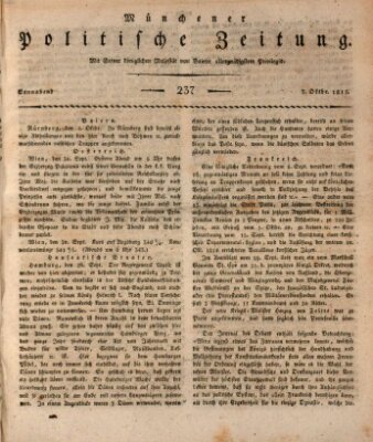 Münchener politische Zeitung (Süddeutsche Presse) Samstag 7. Oktober 1815