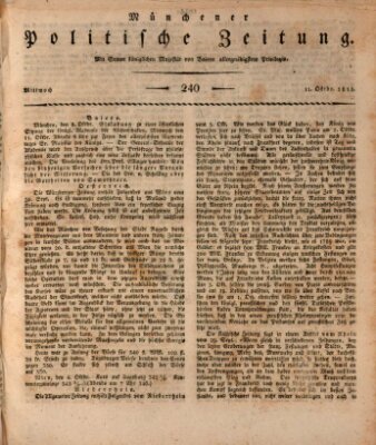 Münchener politische Zeitung (Süddeutsche Presse) Mittwoch 11. Oktober 1815