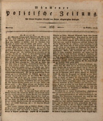 Münchener politische Zeitung (Süddeutsche Presse) Montag 13. November 1815