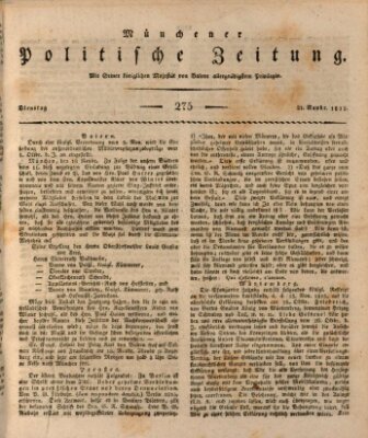 Münchener politische Zeitung (Süddeutsche Presse) Dienstag 21. November 1815