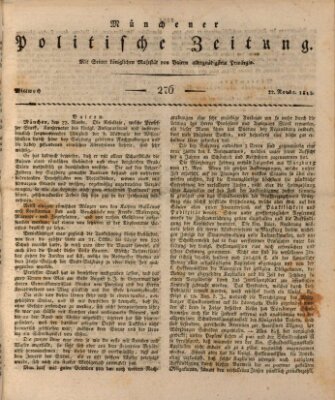 Münchener politische Zeitung (Süddeutsche Presse) Mittwoch 22. November 1815