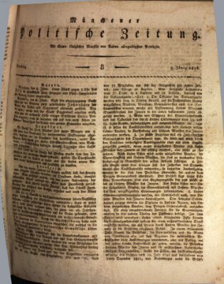 Münchener politische Zeitung (Süddeutsche Presse) Dienstag 9. Januar 1816