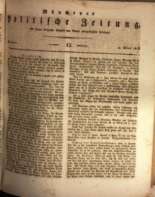 Münchener politische Zeitung (Süddeutsche Presse) Samstag 13. Januar 1816