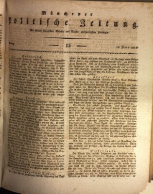 Münchener politische Zeitung (Süddeutsche Presse) Montag 15. Januar 1816