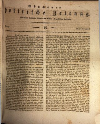 Münchener politische Zeitung (Süddeutsche Presse) Montag 22. Januar 1816