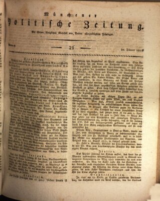 Münchener politische Zeitung (Süddeutsche Presse) Mittwoch 24. Januar 1816