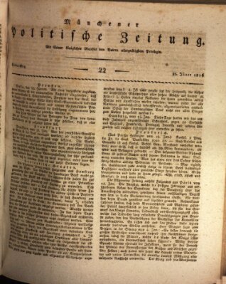 Münchener politische Zeitung (Süddeutsche Presse) Donnerstag 25. Januar 1816