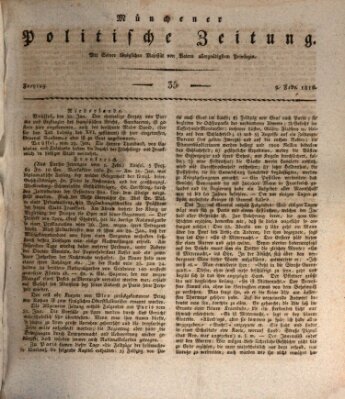 Münchener politische Zeitung (Süddeutsche Presse) Freitag 9. Februar 1816