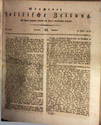 Münchener politische Zeitung (Süddeutsche Presse) Samstag 17. Februar 1816