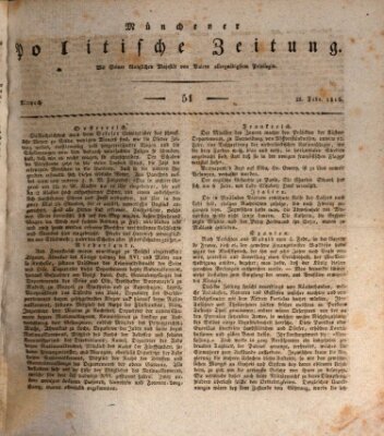 Münchener politische Zeitung (Süddeutsche Presse) Mittwoch 28. Februar 1816