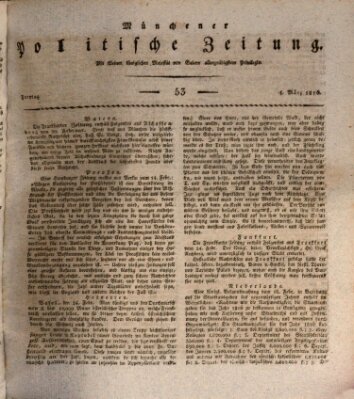 Münchener politische Zeitung (Süddeutsche Presse) Freitag 1. März 1816