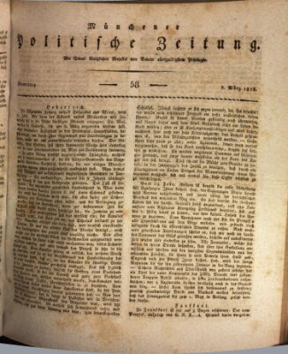 Münchener politische Zeitung (Süddeutsche Presse) Donnerstag 7. März 1816