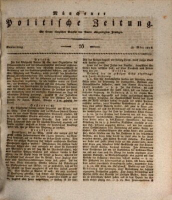 Münchener politische Zeitung (Süddeutsche Presse) Donnerstag 28. März 1816