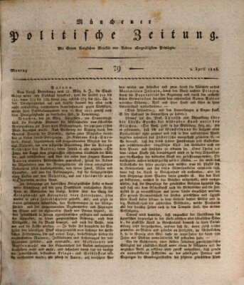 Münchener politische Zeitung (Süddeutsche Presse) Montag 1. April 1816