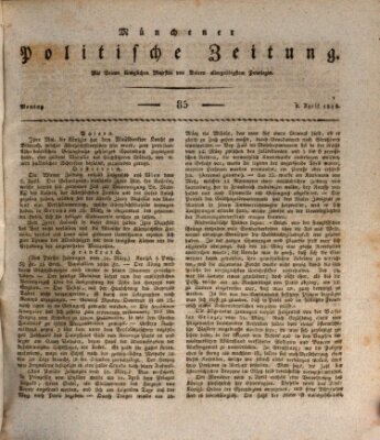 Münchener politische Zeitung (Süddeutsche Presse) Montag 8. April 1816