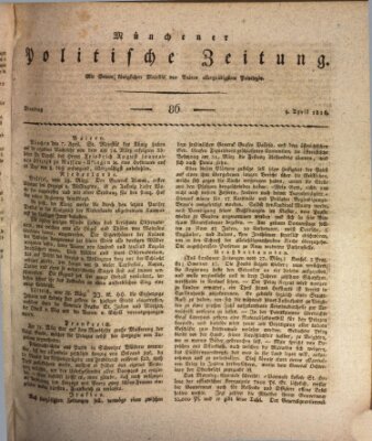 Münchener politische Zeitung (Süddeutsche Presse) Dienstag 9. April 1816