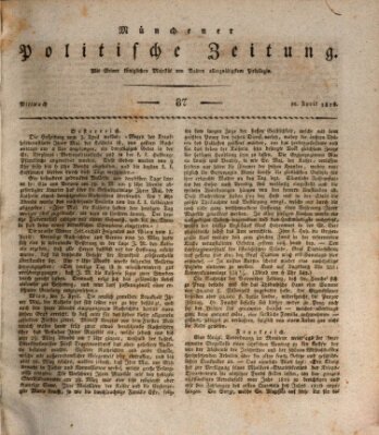 Münchener politische Zeitung (Süddeutsche Presse) Mittwoch 10. April 1816