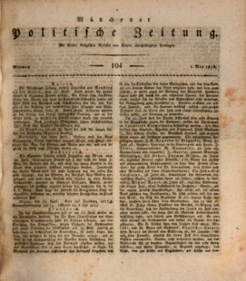 Münchener politische Zeitung (Süddeutsche Presse) Mittwoch 1. Mai 1816