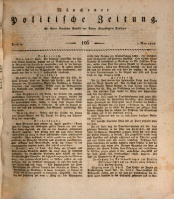 Münchener politische Zeitung (Süddeutsche Presse) Freitag 3. Mai 1816