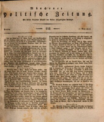 Münchener politische Zeitung (Süddeutsche Presse) Freitag 17. Mai 1816