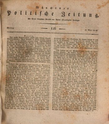 Münchener politische Zeitung (Süddeutsche Presse) Montag 27. Mai 1816