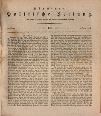 Münchener politische Zeitung (Süddeutsche Presse) Dienstag 2. Juli 1816