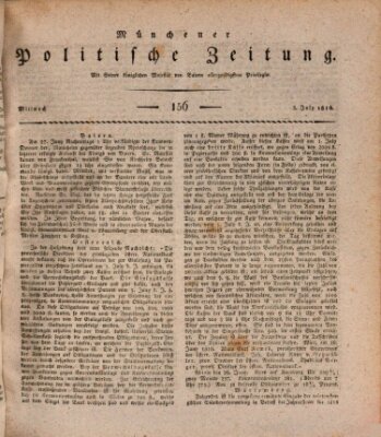 Münchener politische Zeitung (Süddeutsche Presse) Mittwoch 3. Juli 1816